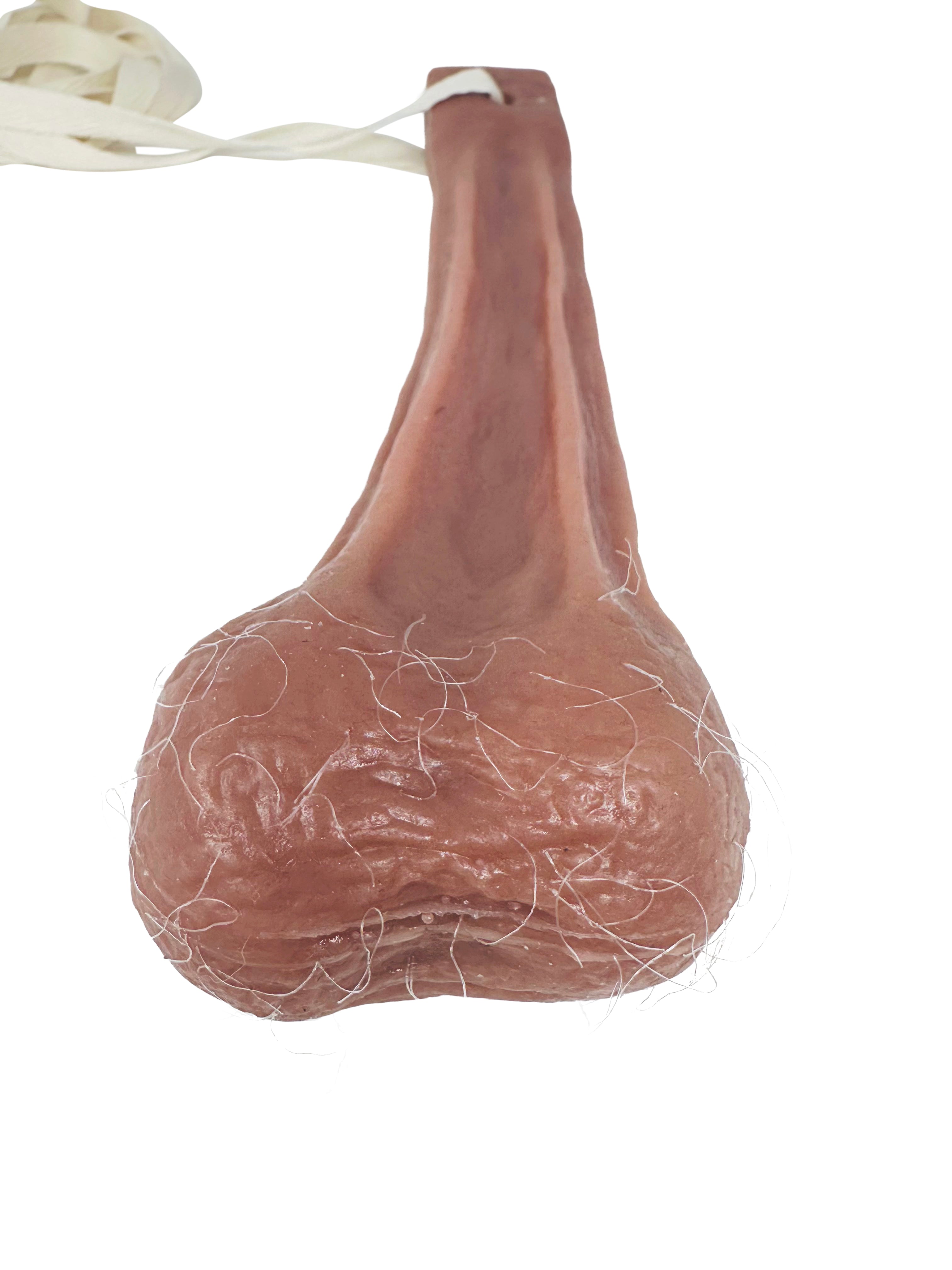 Fake Silicone Ballsack - Hairy Testicles (with grey hair)